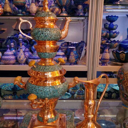 سماور فیروزه کوبی روی مس